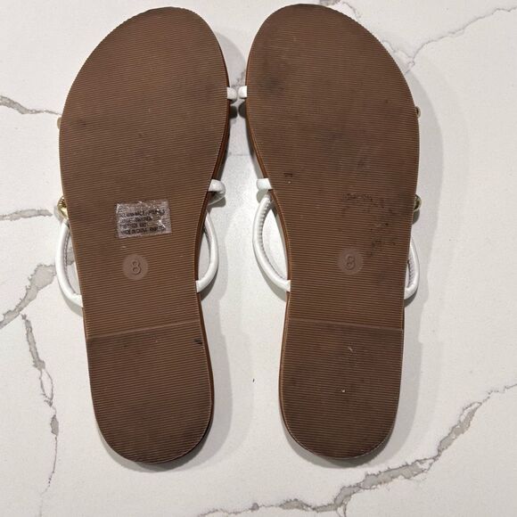 Shade & Shore | Women’s White and Gold Flat Summer Sandals Size 8 - Picture 7 of 8